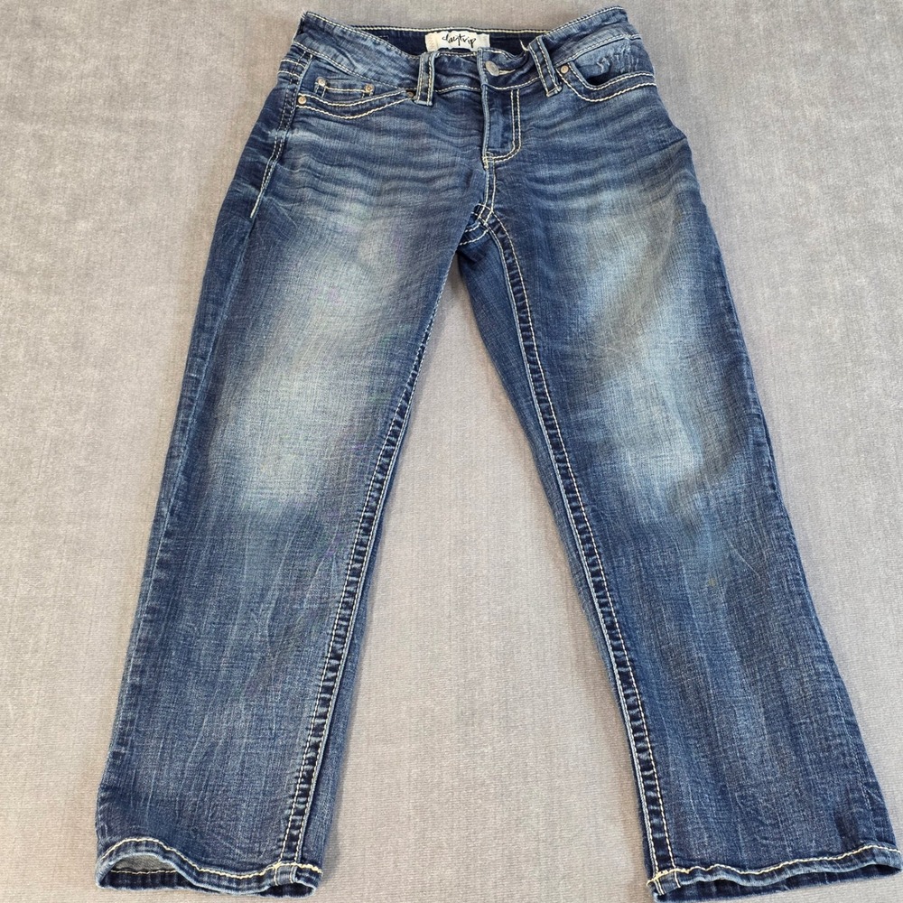 Daytrip Lynx Jeans Womens 26 Blue Medium Wash Contrast Stitch Distressed DBK1216